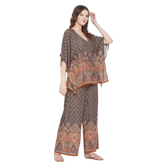 Gypsie Blu Womens Co-Ord Set Dress Rayon Paisley 2 Piece Pajamas Sets for Girls - Picture 6 of 8